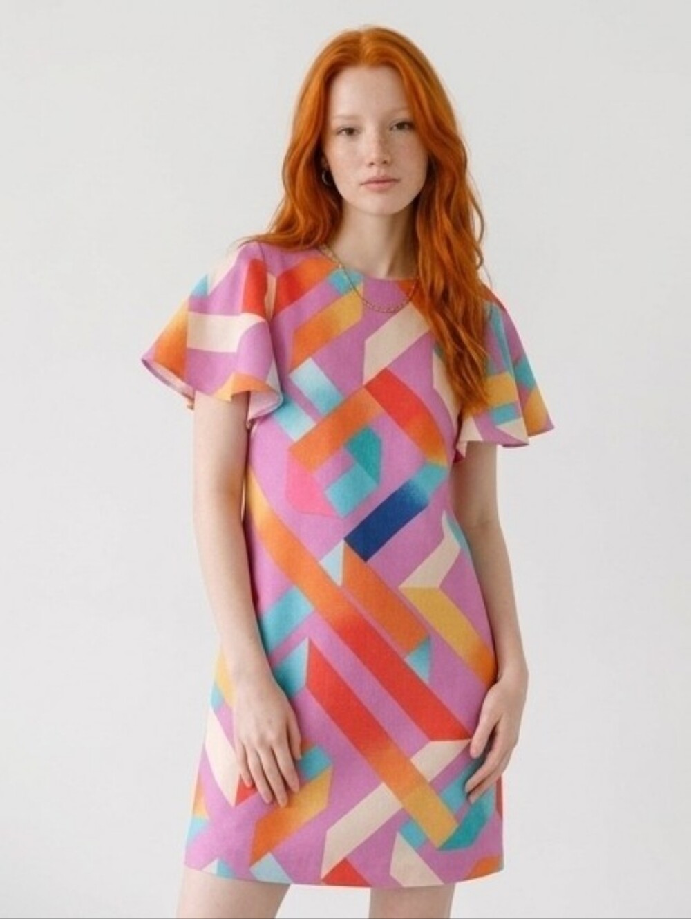 Authentic Gianni Bini Dillards Geometric Pink Orange Dress Purple Size Medium M